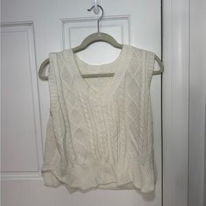 Cream Cable Knit Sleeveless Sweater Vest